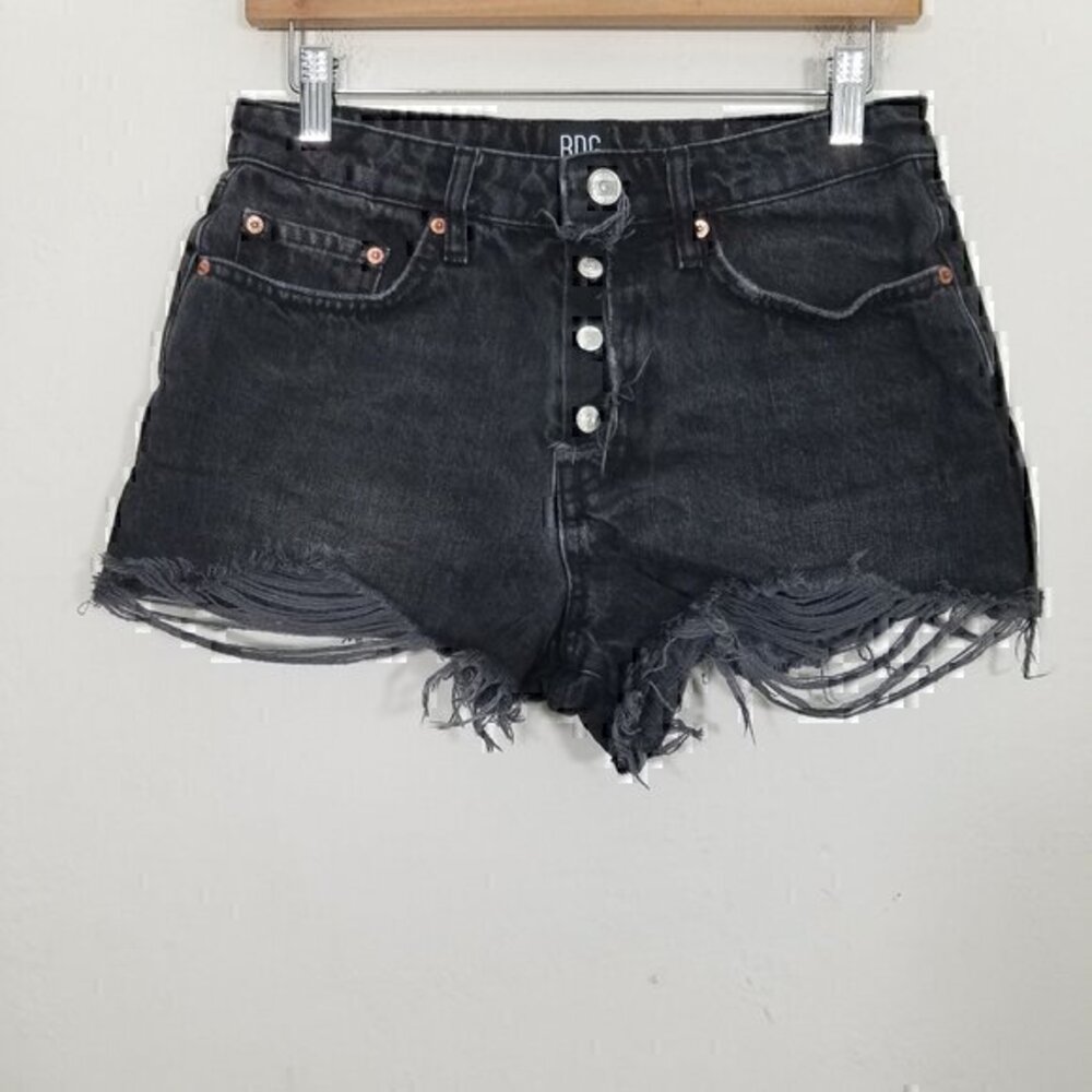 BDG Summer Cut Off Button Fly Jean Shorts Black Size 27